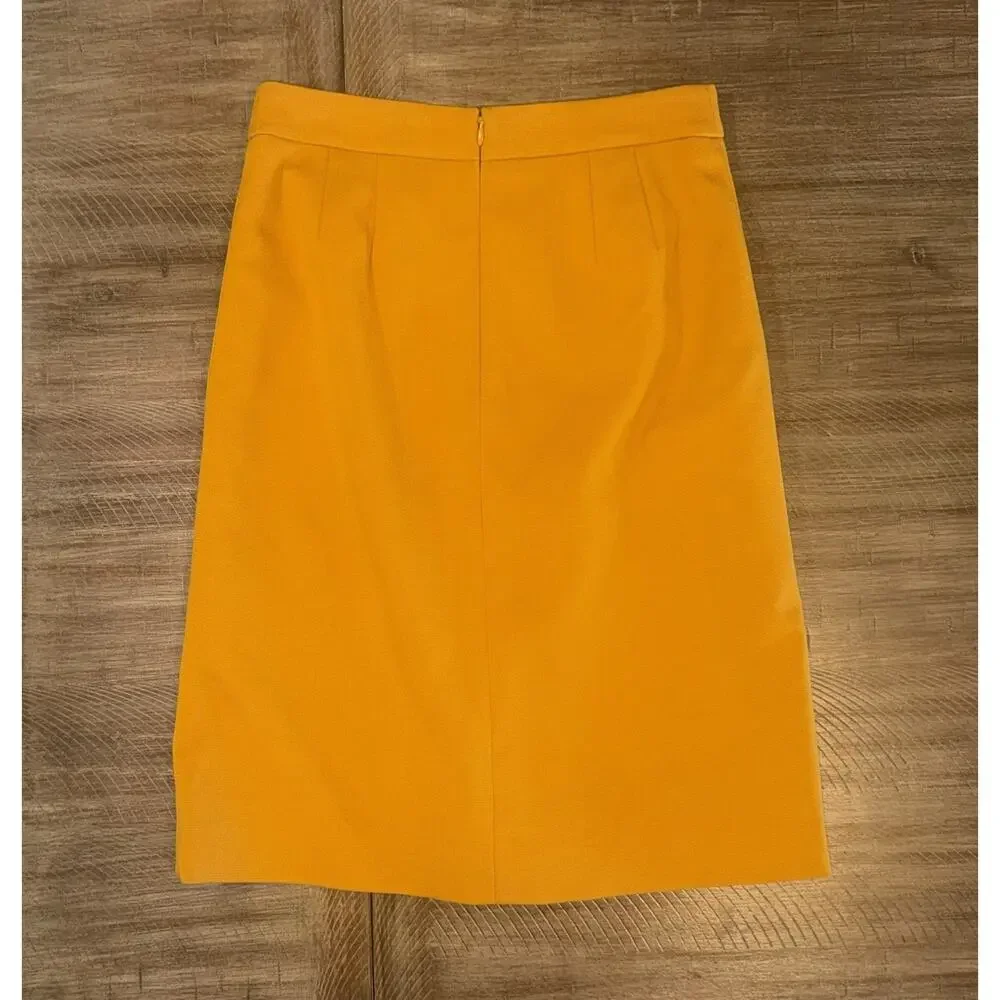 Ann Taylor Loft Mustard Yellow Knee Length Pleated Front Pencil Skirt Size 0